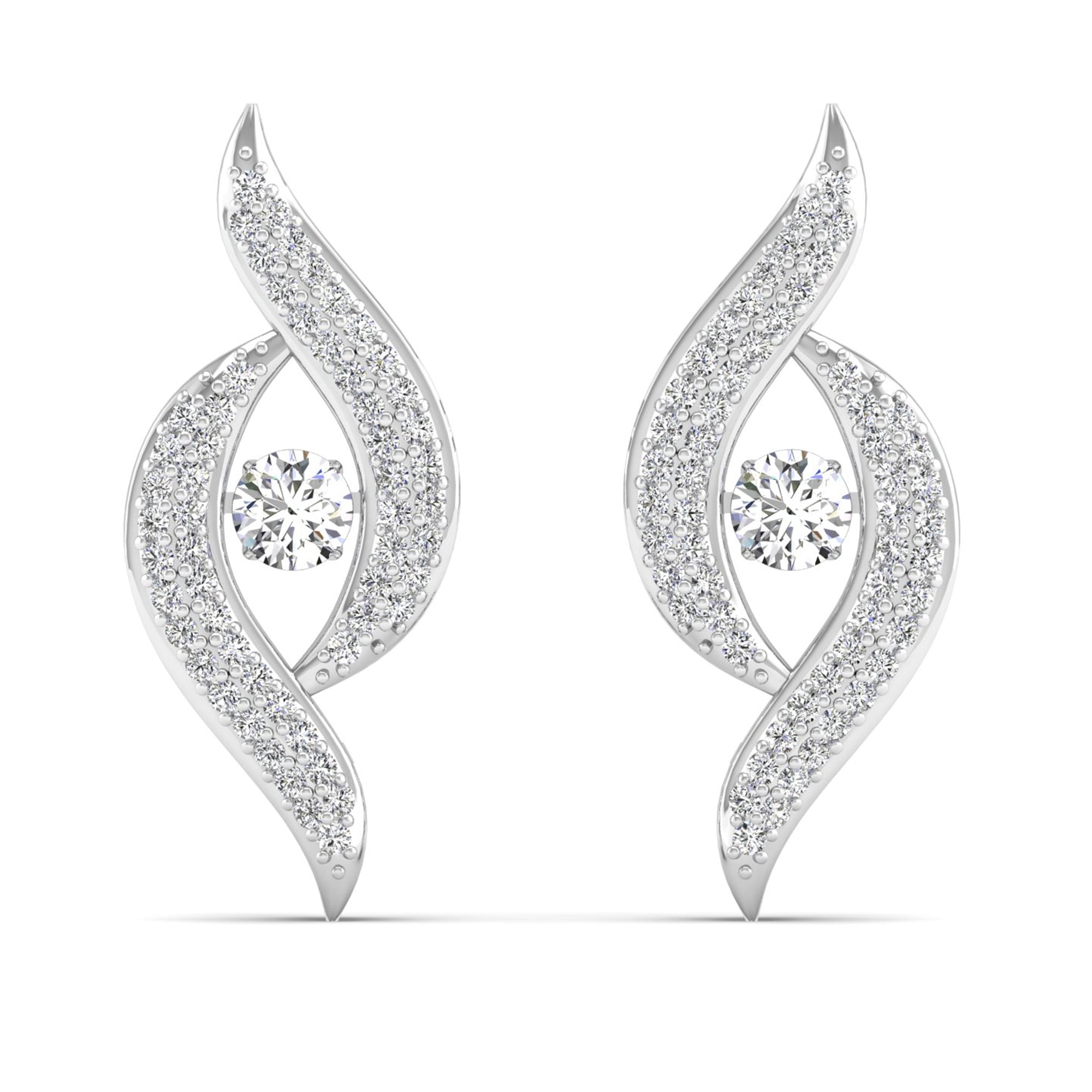 Cyclone Dancing Diamond Stud Earrings