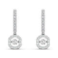 Halo Baguette and Round Dangle Dancing Earrings