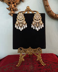 Kundan Earrings With White Pearls By KYNAH, Luxury Indian Fashion & Bridal Wear