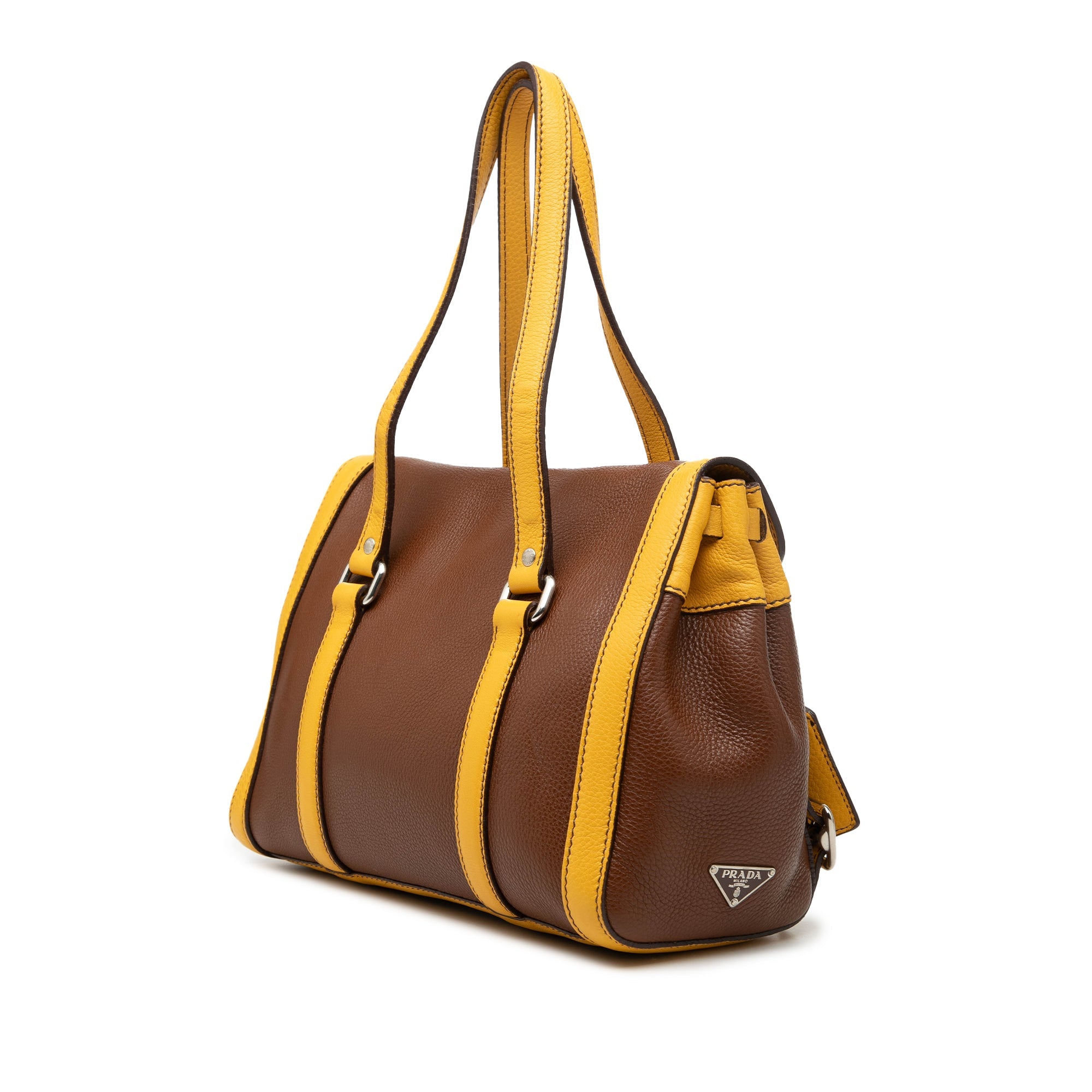 Bicolor Vitello Daino Pushlock Flap Bag