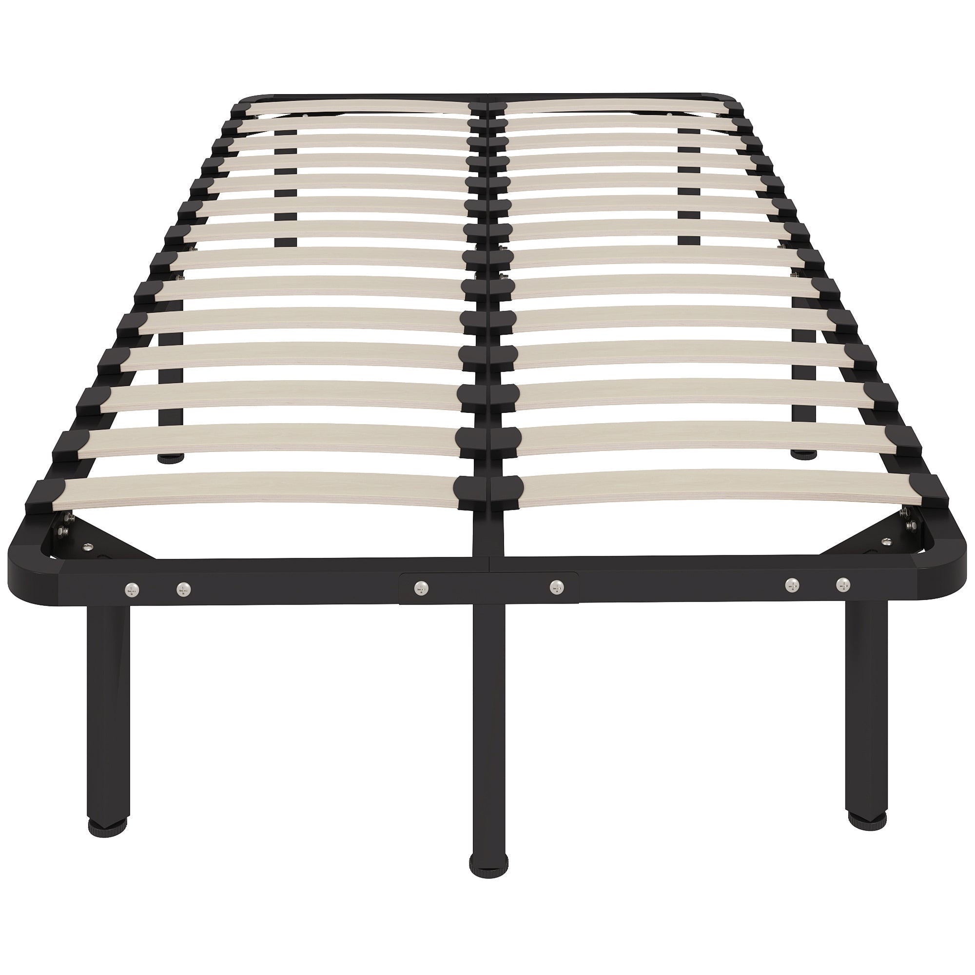 3ft Single Metal Platform Bed Frame with Underbed Storage & Wooden Slats, Black