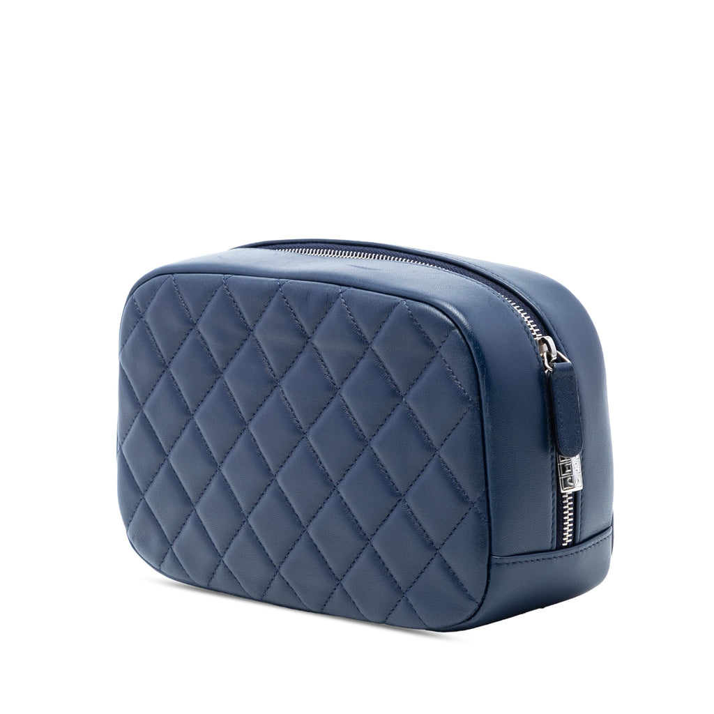 Large Quilted Lambskin Curvy Cosmetic Pouch