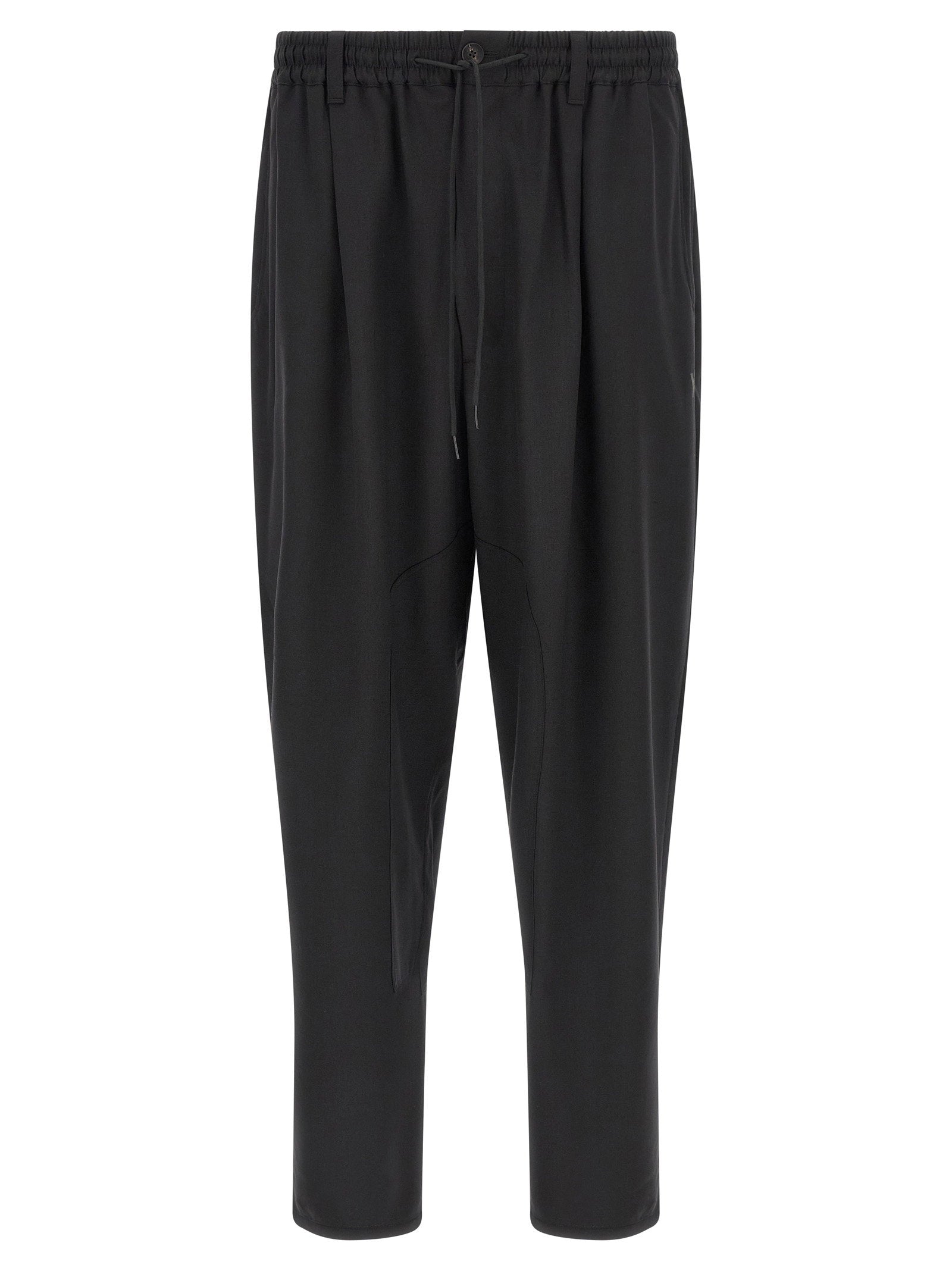 Y-3 Wide-Leg Wool Trousers — Black