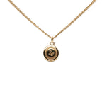 Gold Plated Logo Round Pendant Necklace
