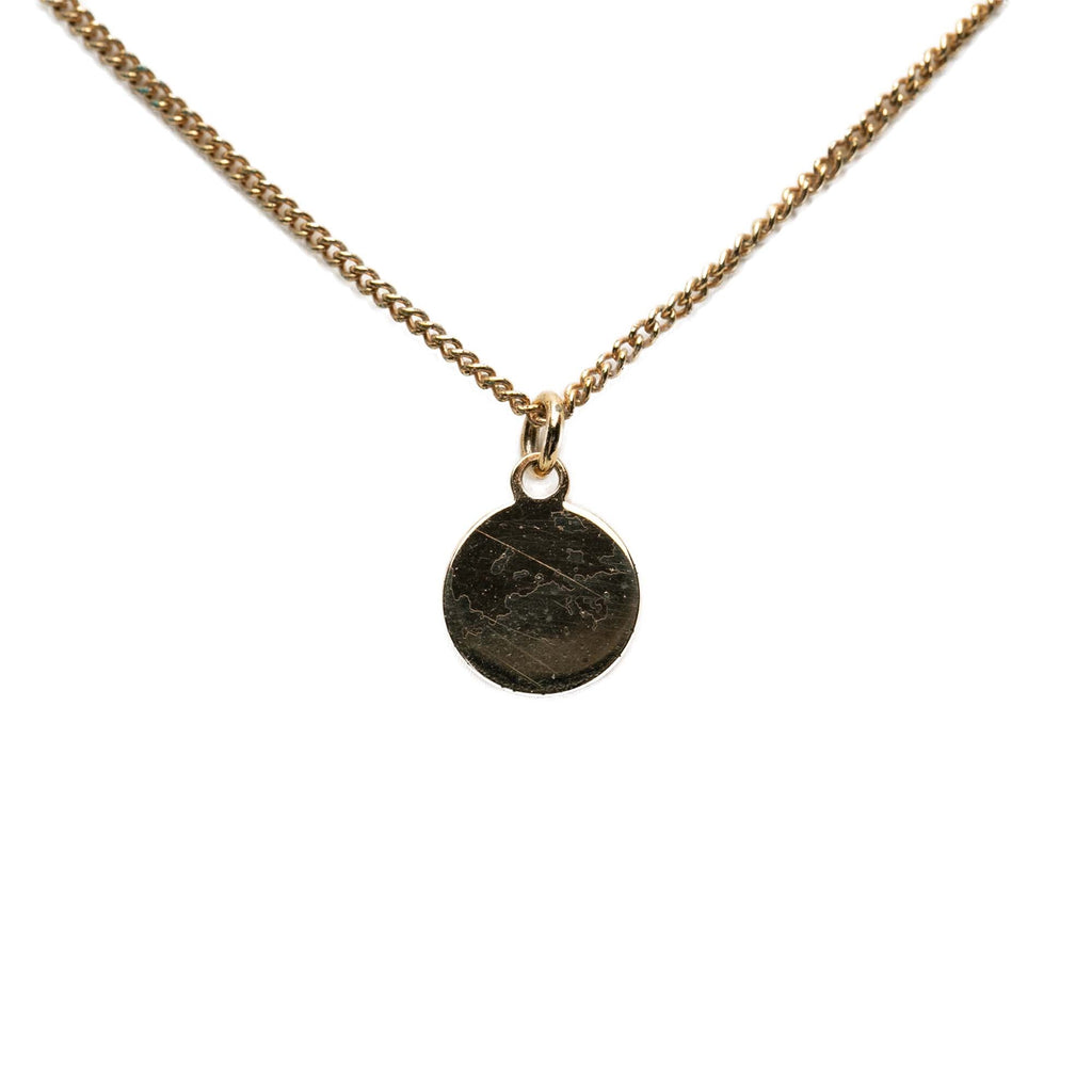Gold Plated Logo Round Pendant Necklace