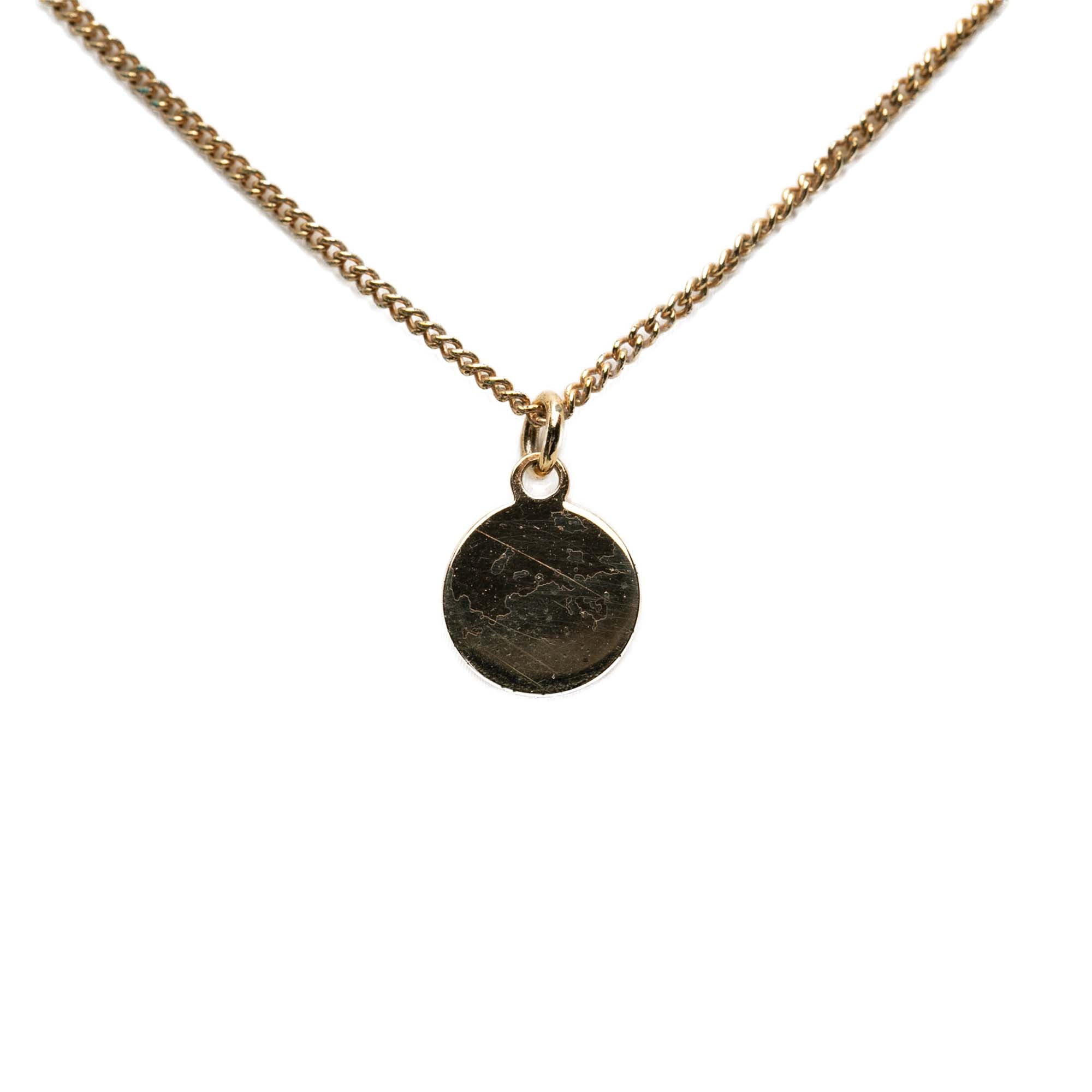 Gold Plated Logo Round Pendant Necklace
