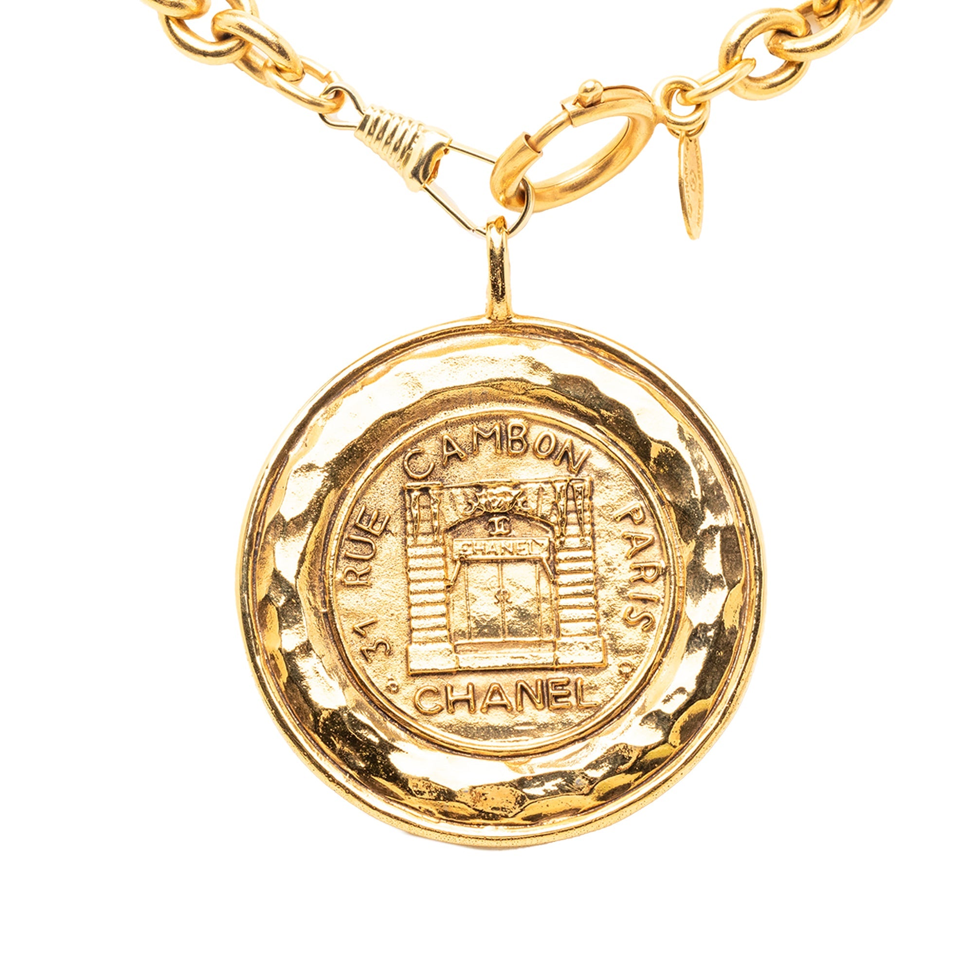 Gold Plated 31 Rue Cambon Medallion Pendant Necklace