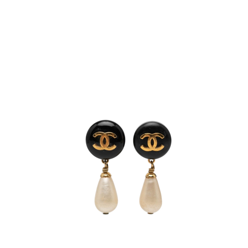 CC Gold Plated Faux Pearl and Resin Drop Earrings