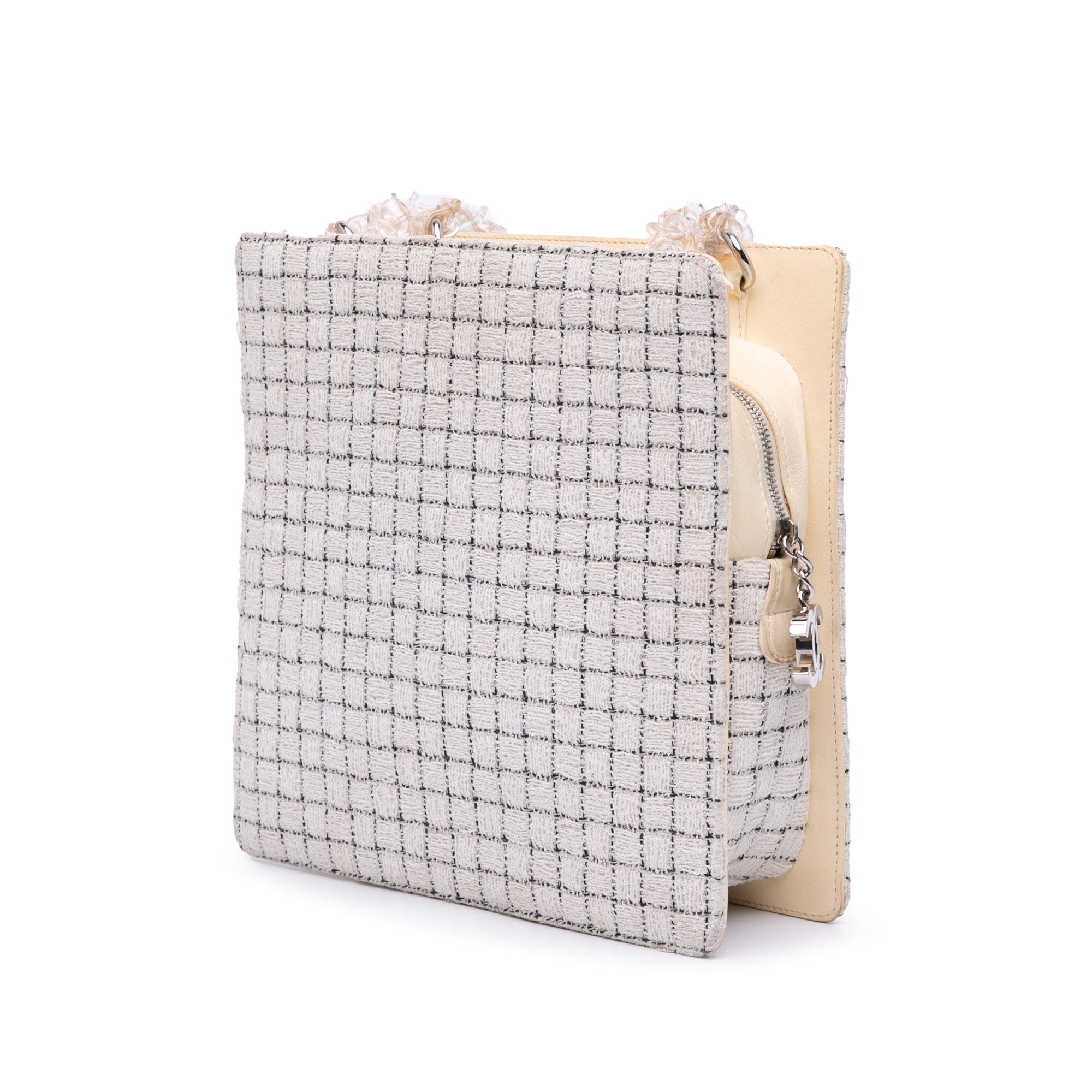 Tweed and Resin Zipped Shopping Bag