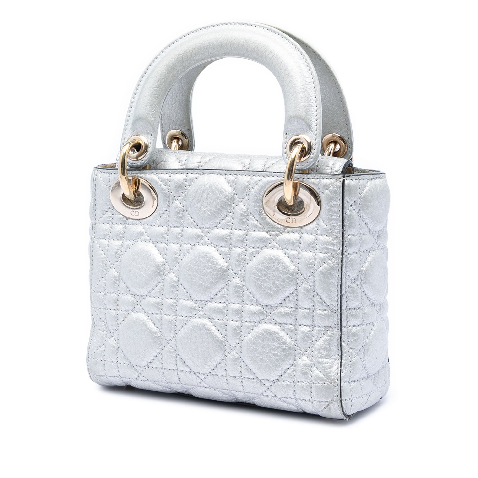 Mini Metallic Calfskin Cannage Supple Lady Dior