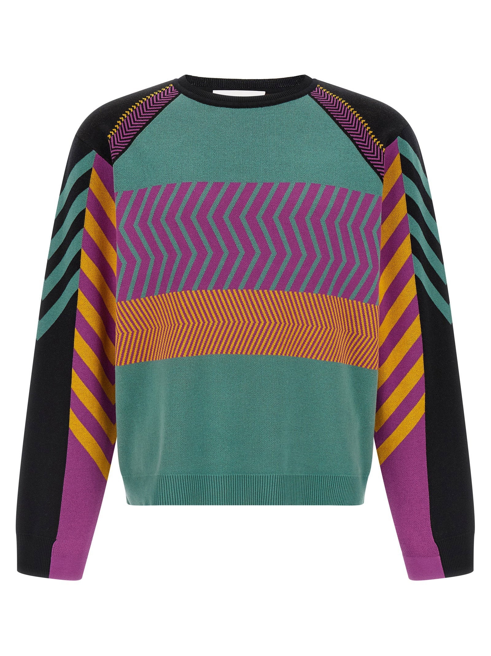 Kiko Kostadinov Panelled Jacquard Sweater — Teal