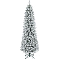 7ft Tall Pencil Christmas Tree with 687 Branch Tips and Steel Base for Holiday
