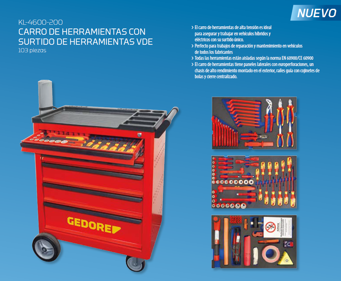GEDORE Automotive KL-4600-200 - Carro de Herramientas con surtido de herramientas aisladas VDE
