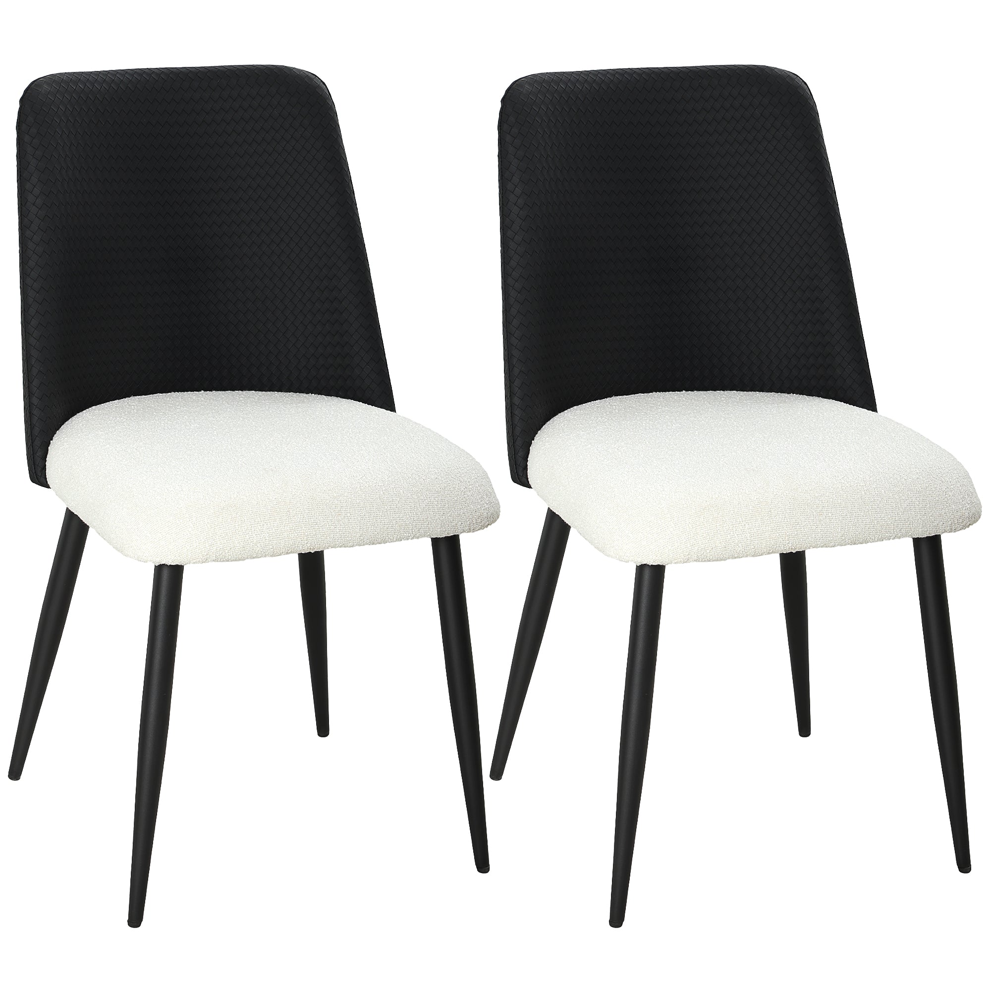 Dining Chairs Set of 2, Upholstered Kitchen Chairs with Padded Seat & Adjustable Foot Pads, Black