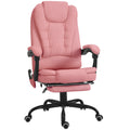 7-Point Massage Office Chair w/ Lumbar Support, Footrest & Adjustable Height, Pink