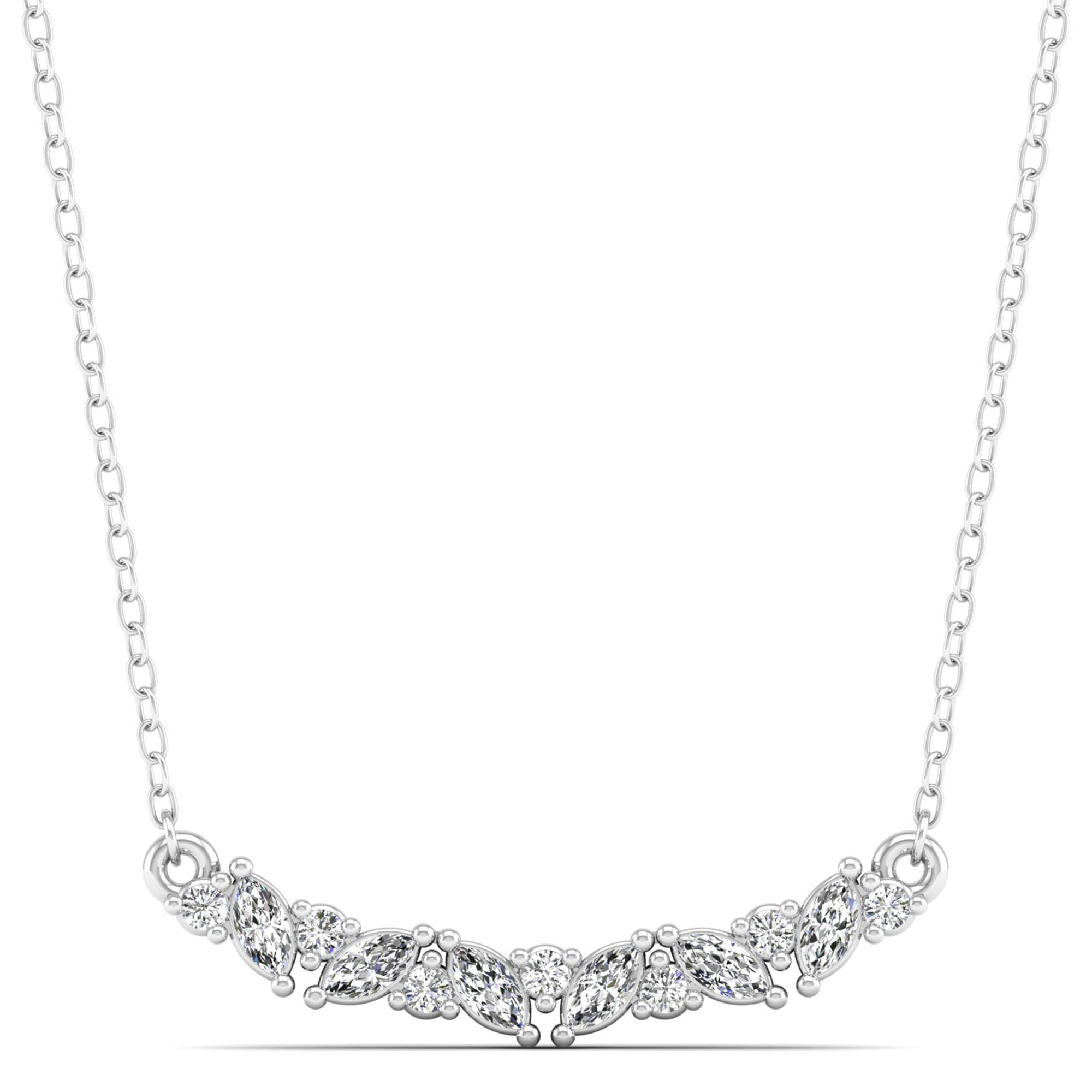 Round and Pear Diamond Bar Necklace