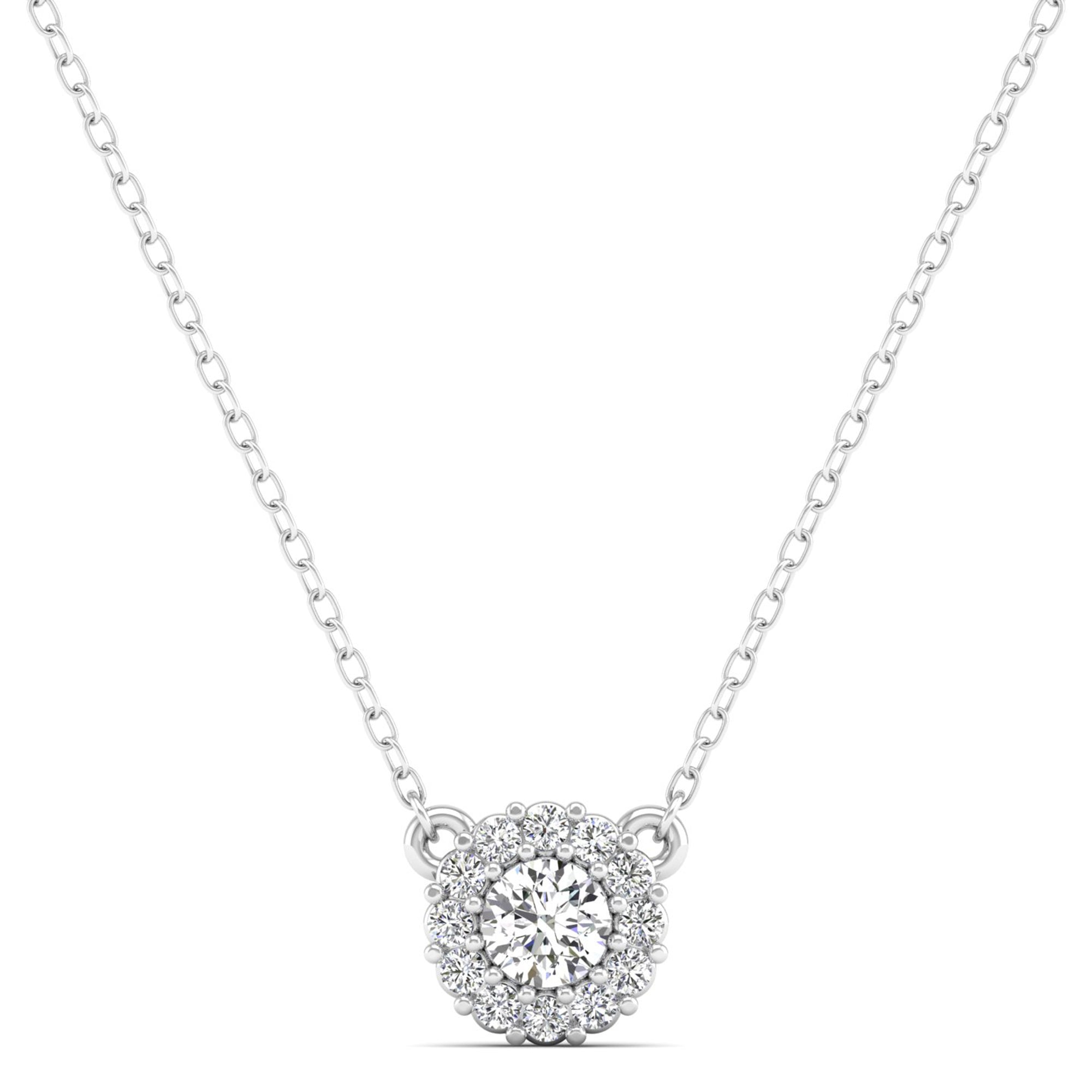 Large Halo Diamond Necklace