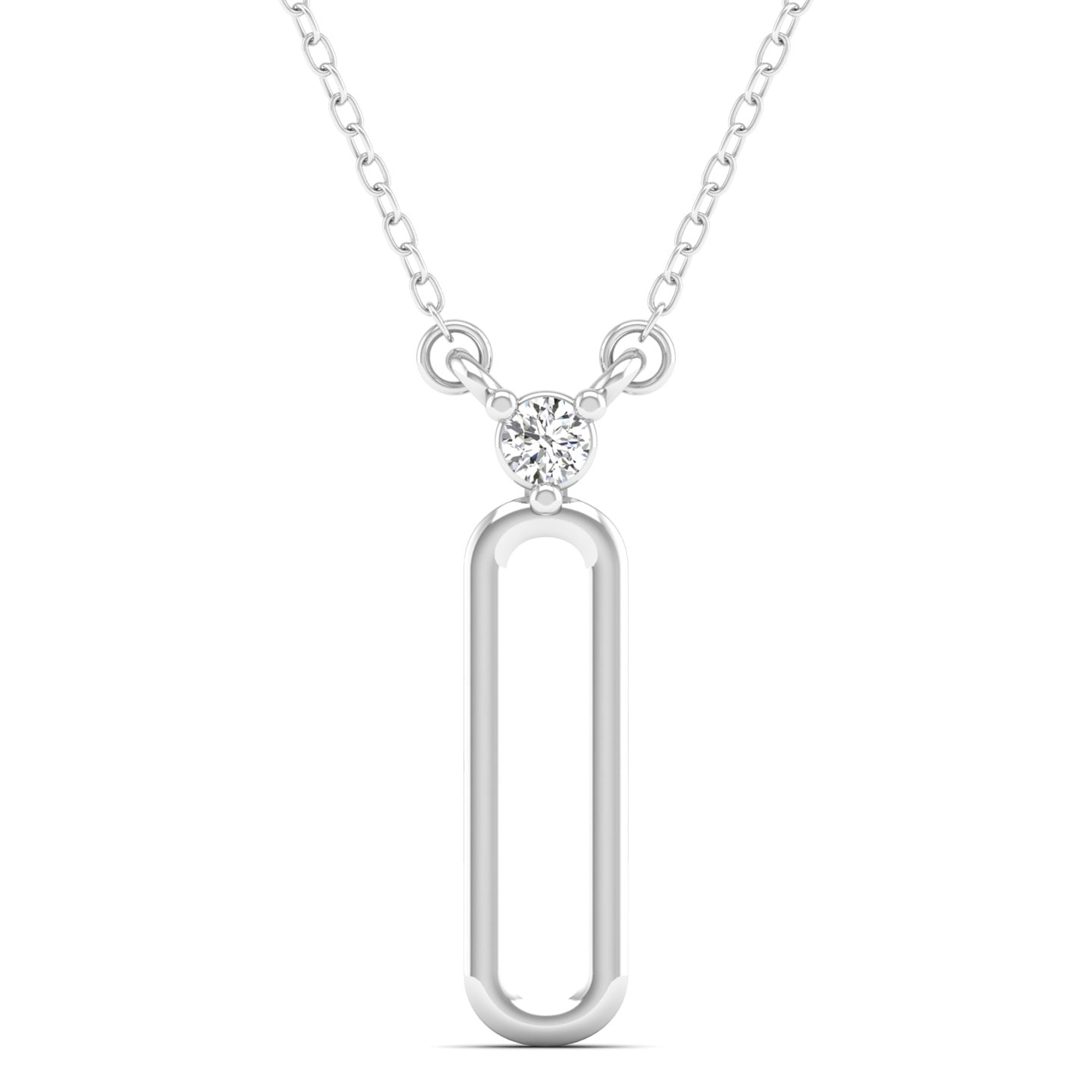 Bezel Paperclip Drop Diamond Necklace