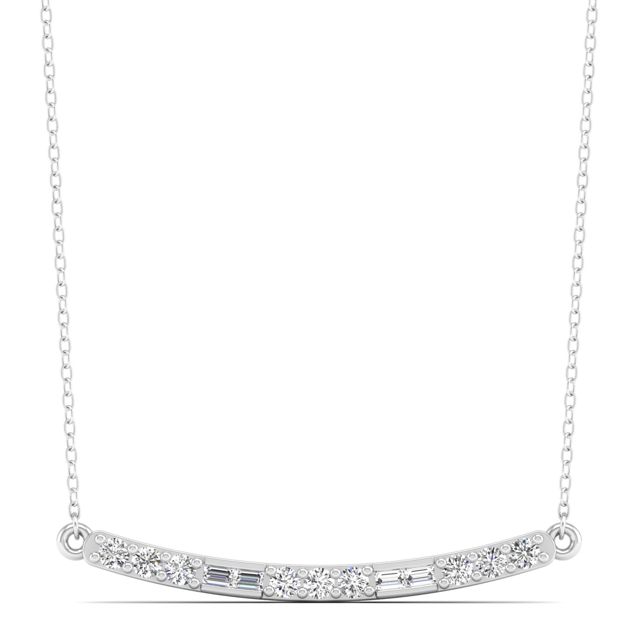 Curved Baguette Diamond Necklace