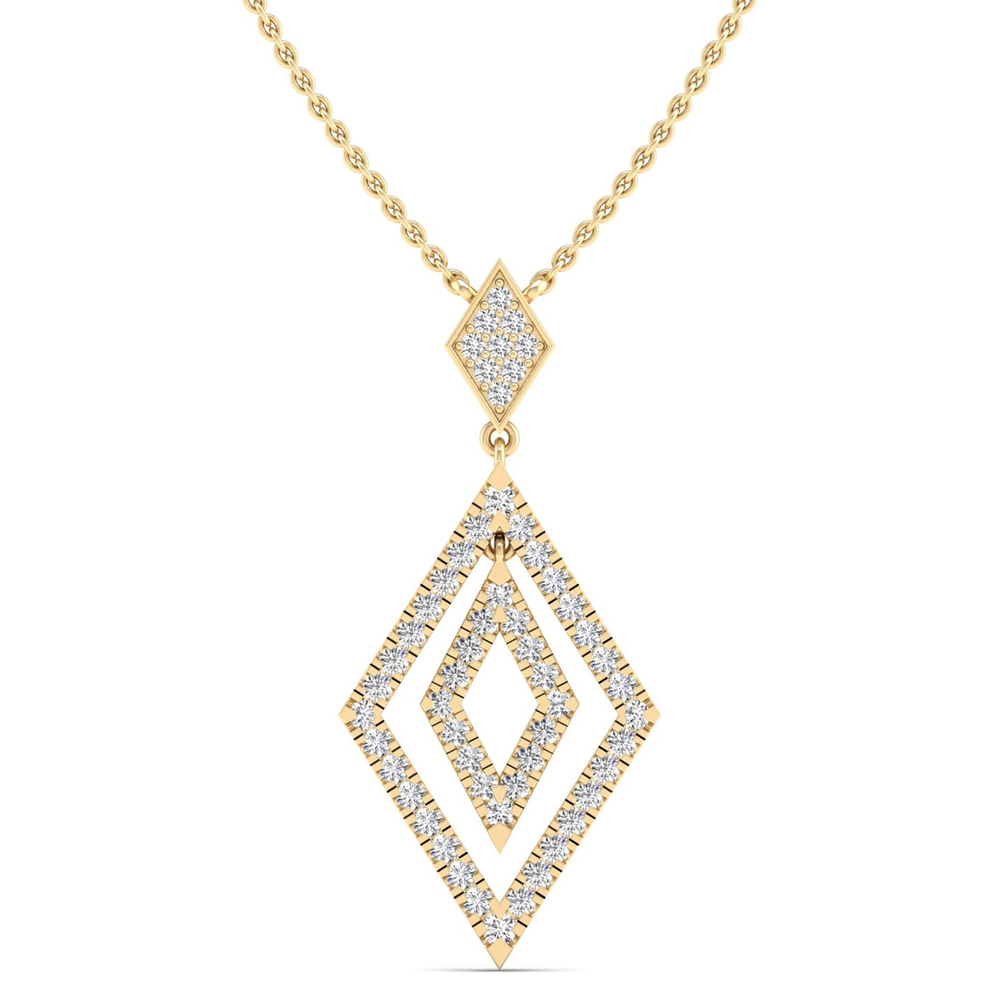 Double Row Kite-Shaped Drop Diamond Necklace