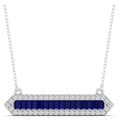 Baguette Sapphire & Diamond Halo Bar Necklace
