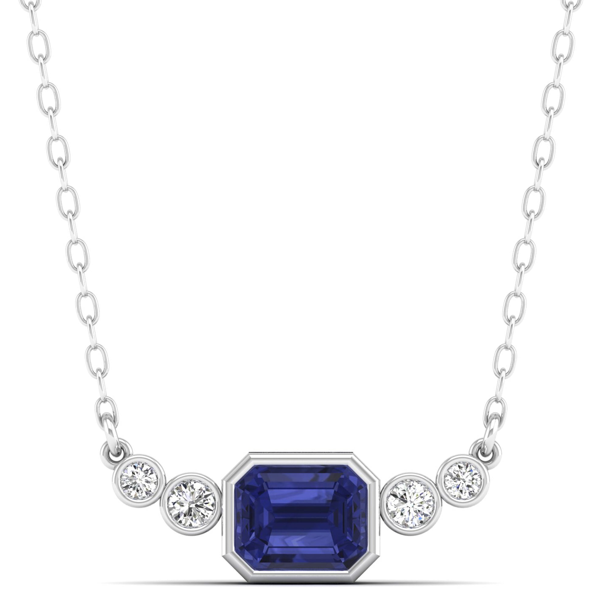 Octagon Cut Tanzanite and Diamond Necklace