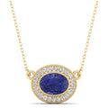 East-West Oval Tanzanite with Diamond Halo Necklace