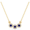 Trio Sapphire and Diamond Halo Necklace