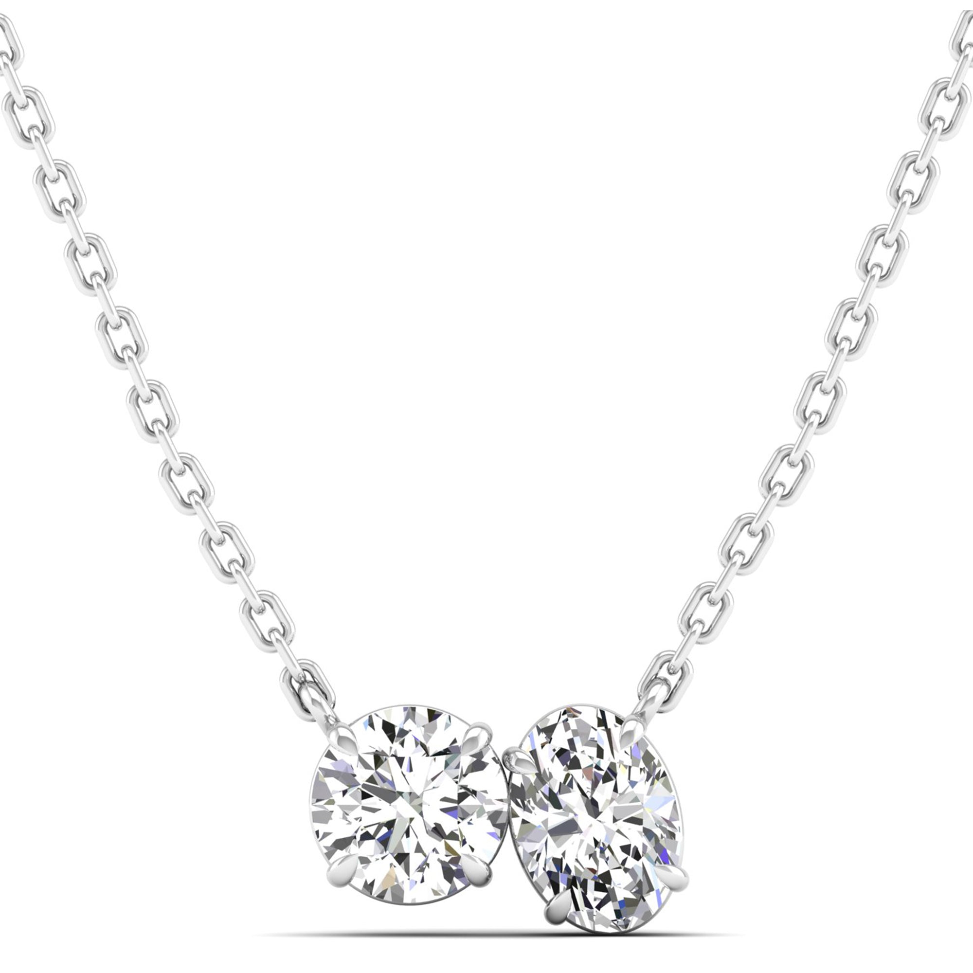 Toi et Moi Oval and Round Lab Diamond Pendant