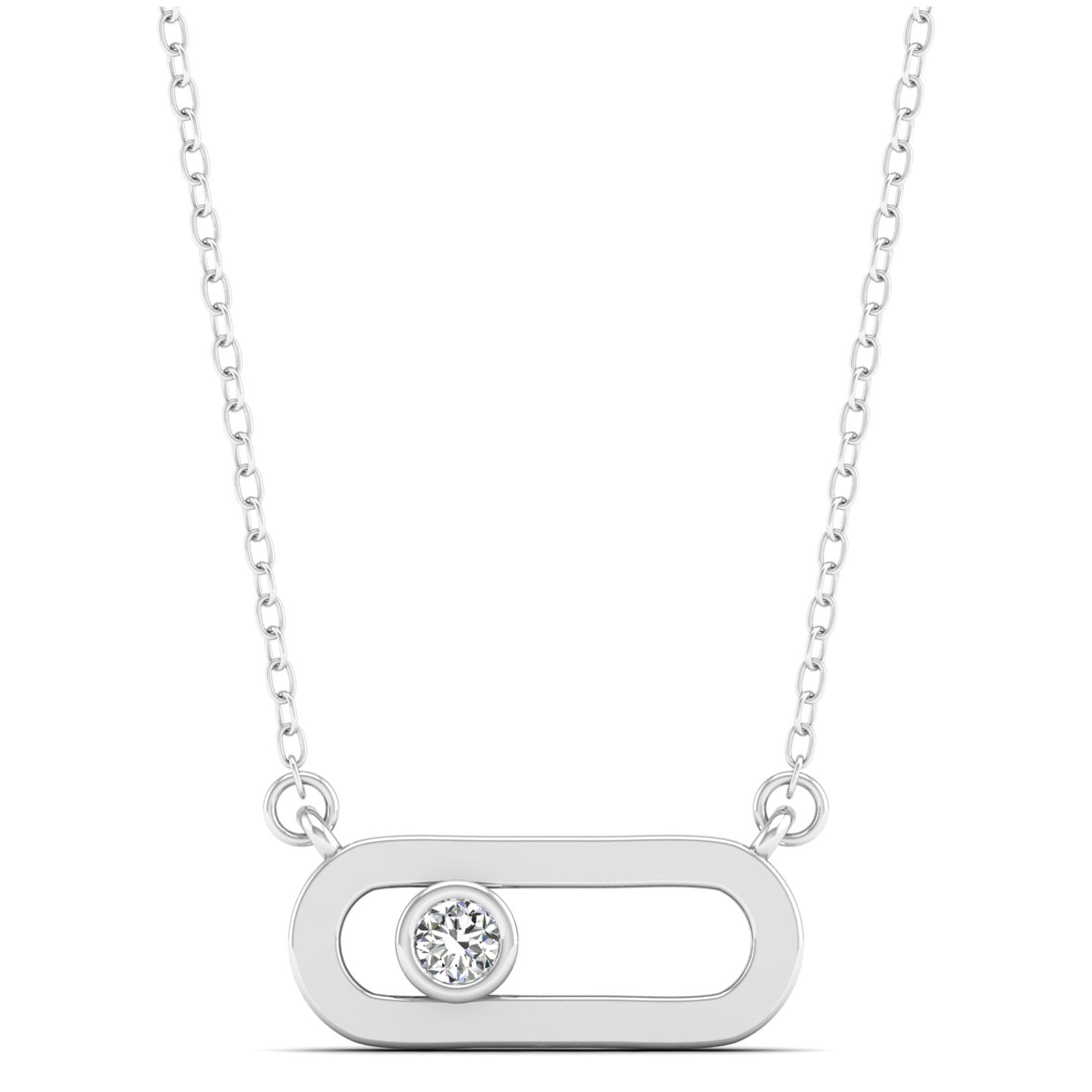 Horizontal Paperclip Bezel Diamond Necklace