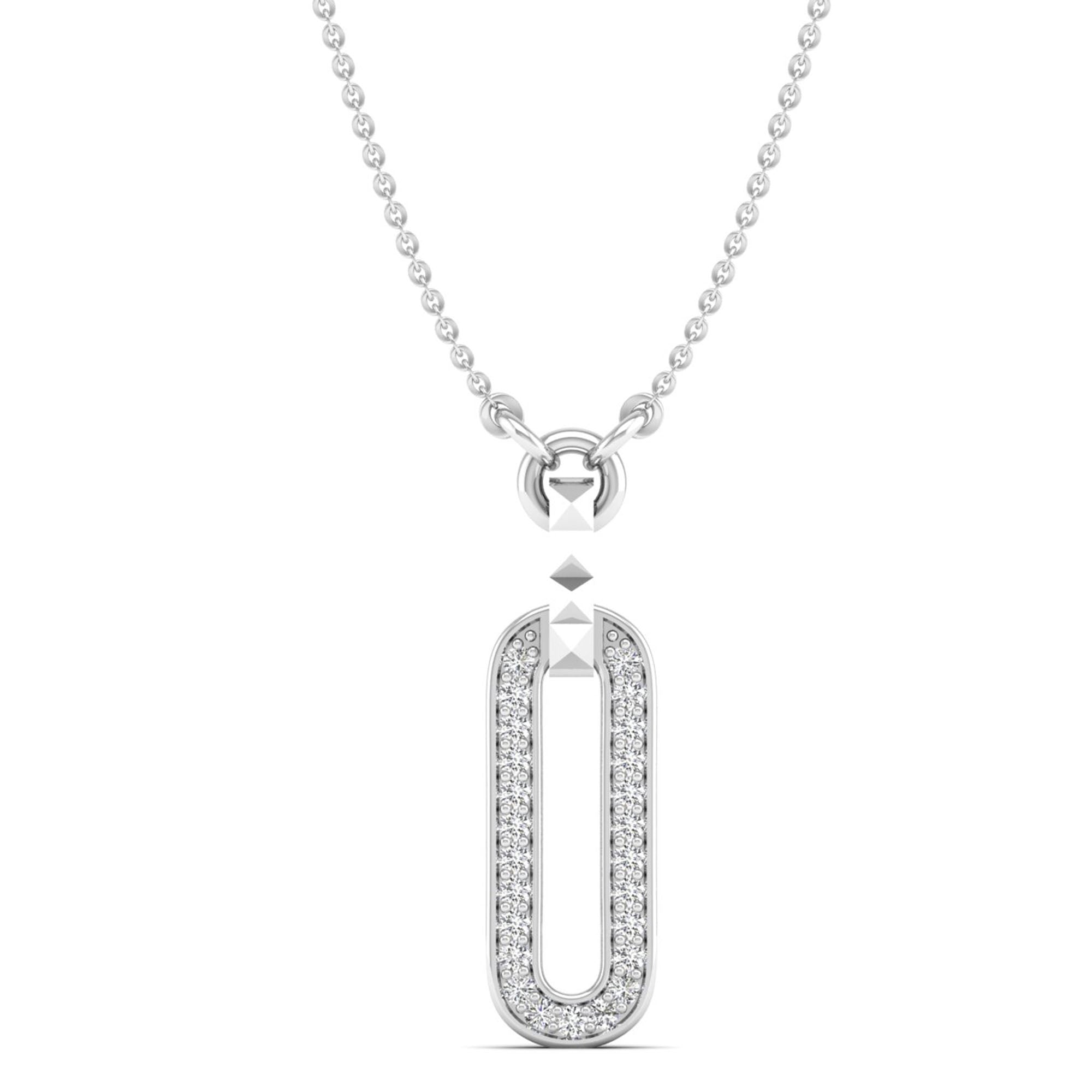 Bezel Paperclip Diamond Drop Necklace