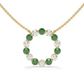 Circle of Life Alternating Emerald and Diamond Share-Prong Necklace