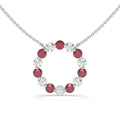 Circle of Life Alternating Ruby and Diamond Share-Prong Necklace
