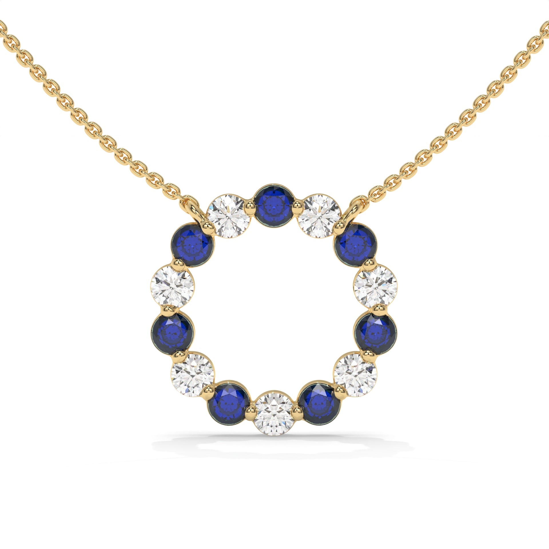Circle of Life Alternating Sapphire and Diamond Share-Prong Necklace