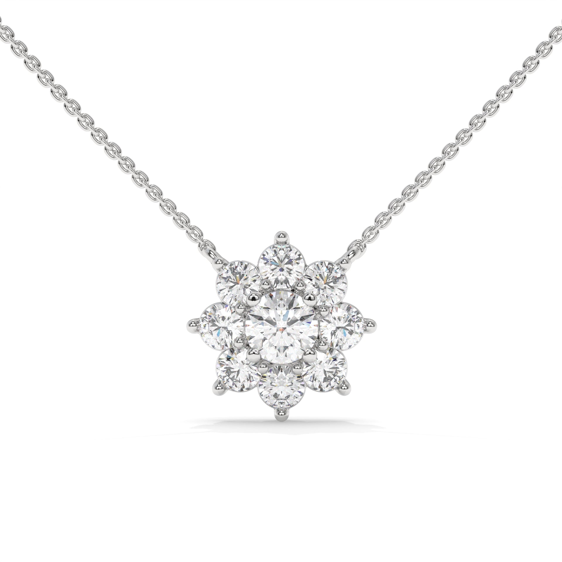 Sunflower Lab Diamond Cluster Necklace