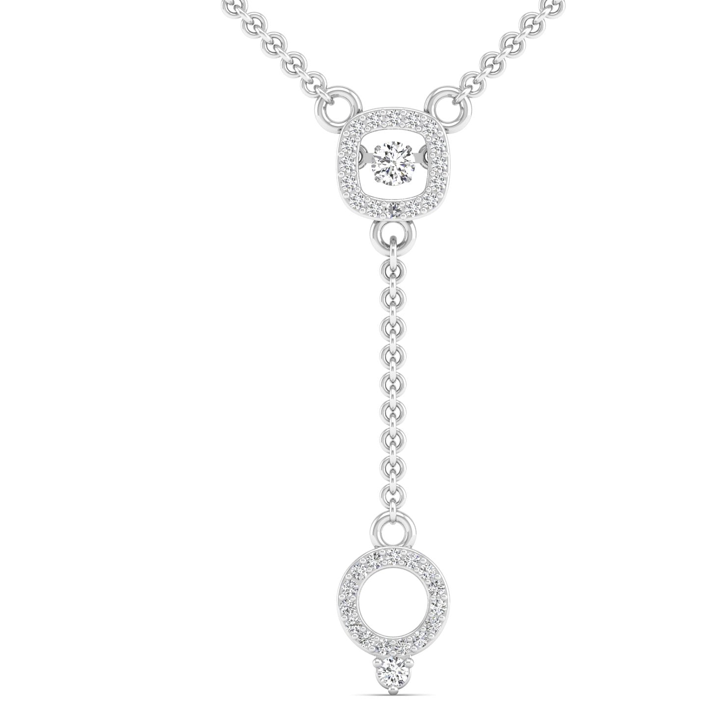 Square Halo Lariat Dancing Diamond Necklace