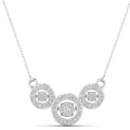 Linked Three Stone Halo Dancing Diamond Necklace