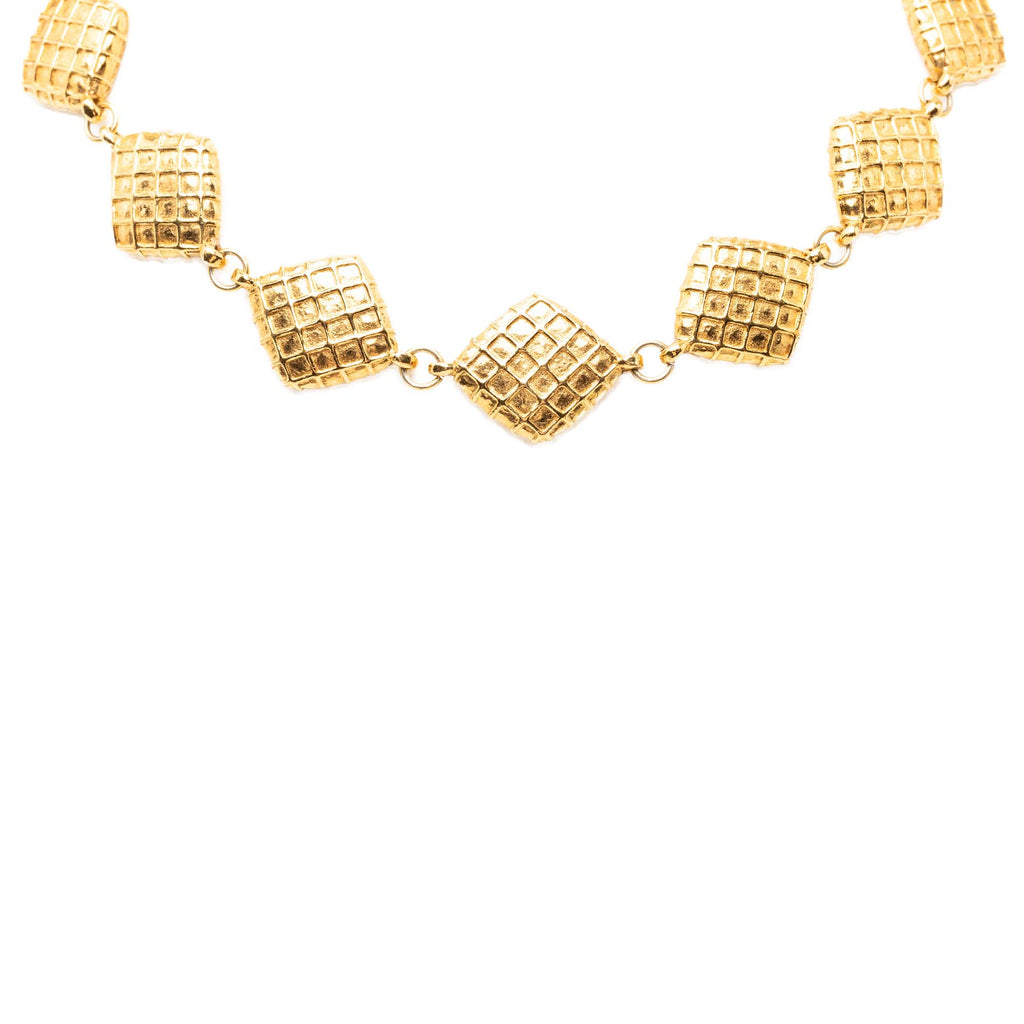 CC Gold Plated Quilted Diamond Necklace