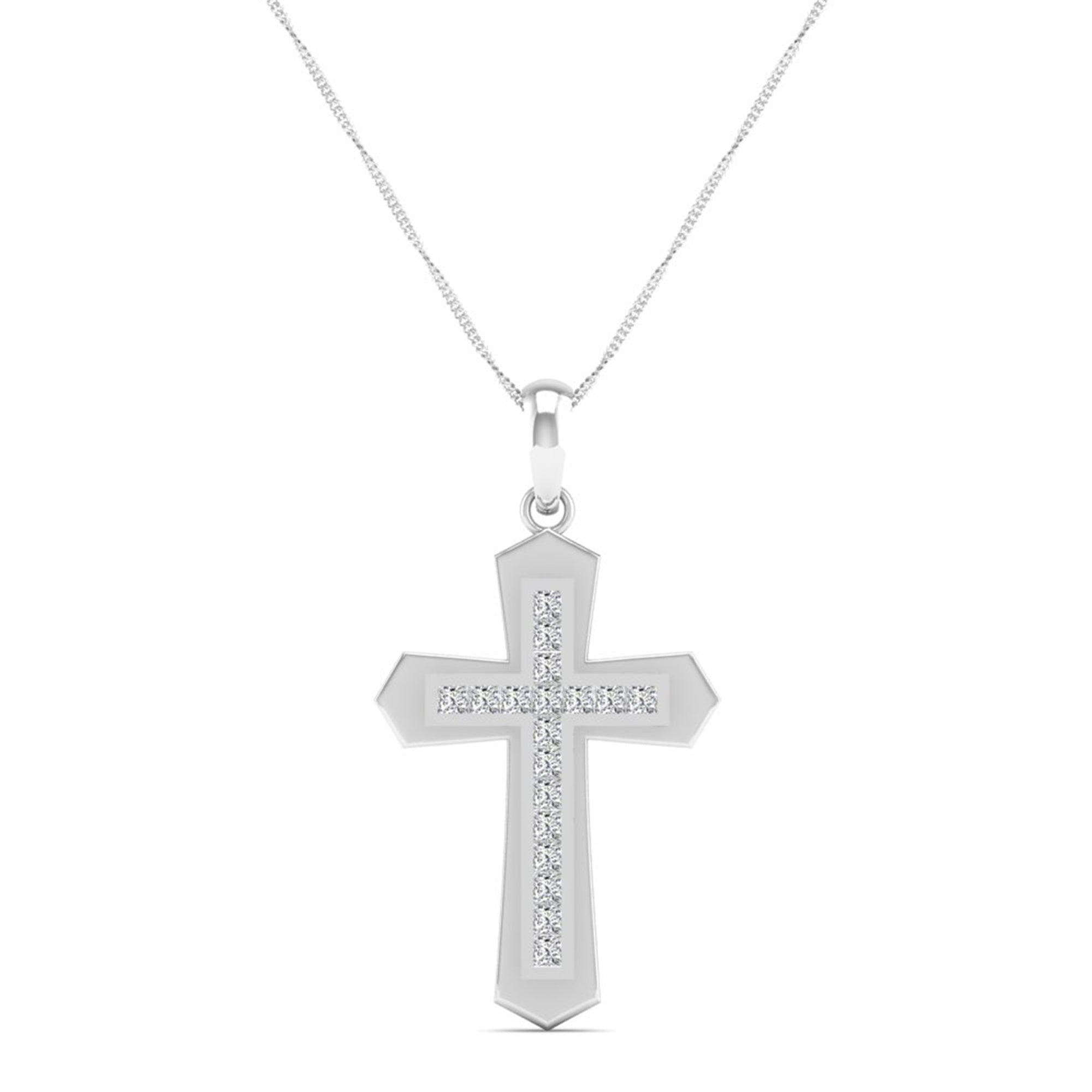 Men's Princess Double Cross Diamond Pendant