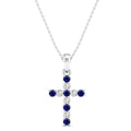 Cross Alternating Sapphire and Diamond Pendant