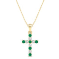 Cross Alternating Emerald and Diamond Pendant