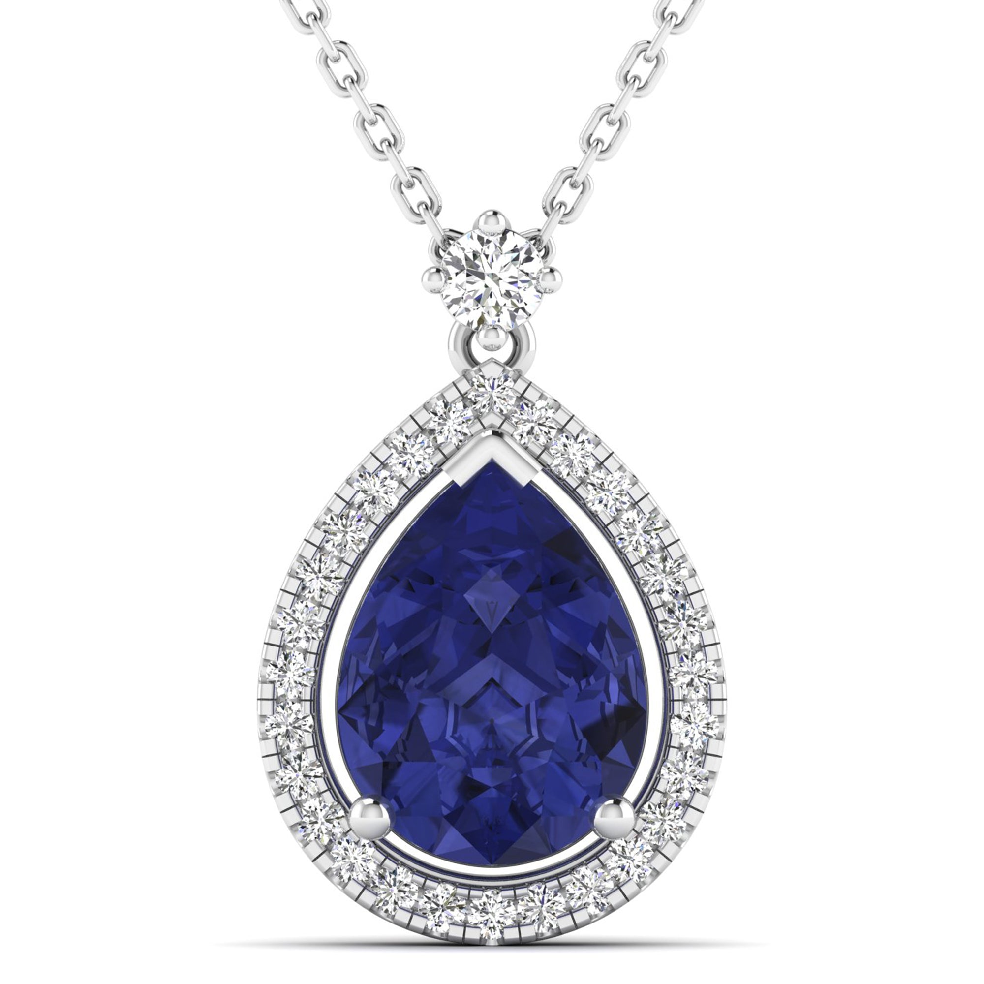 Pear Cut Tanzanite and Diamond Pendant