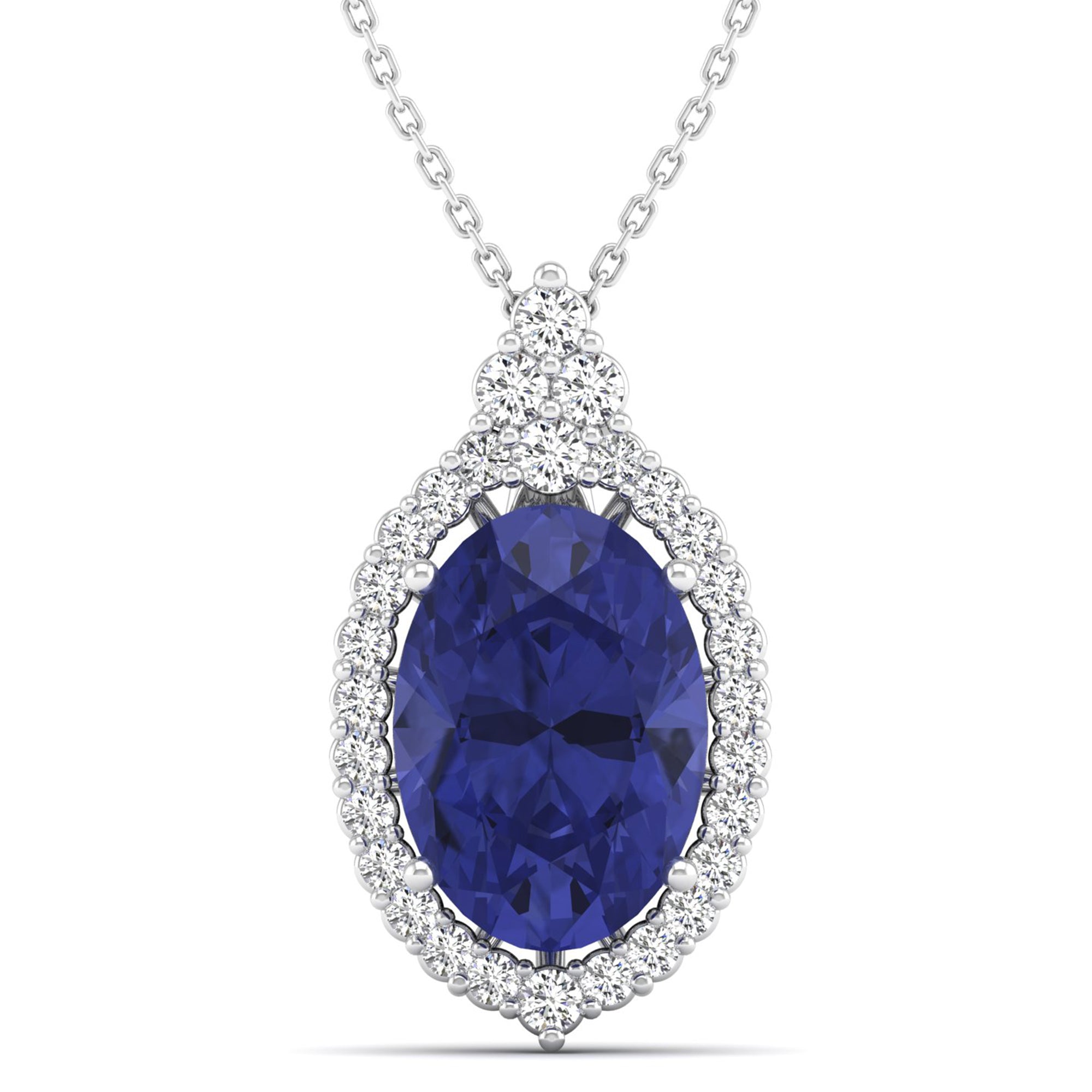 Oval Tanzanite and Diamond Pendant
