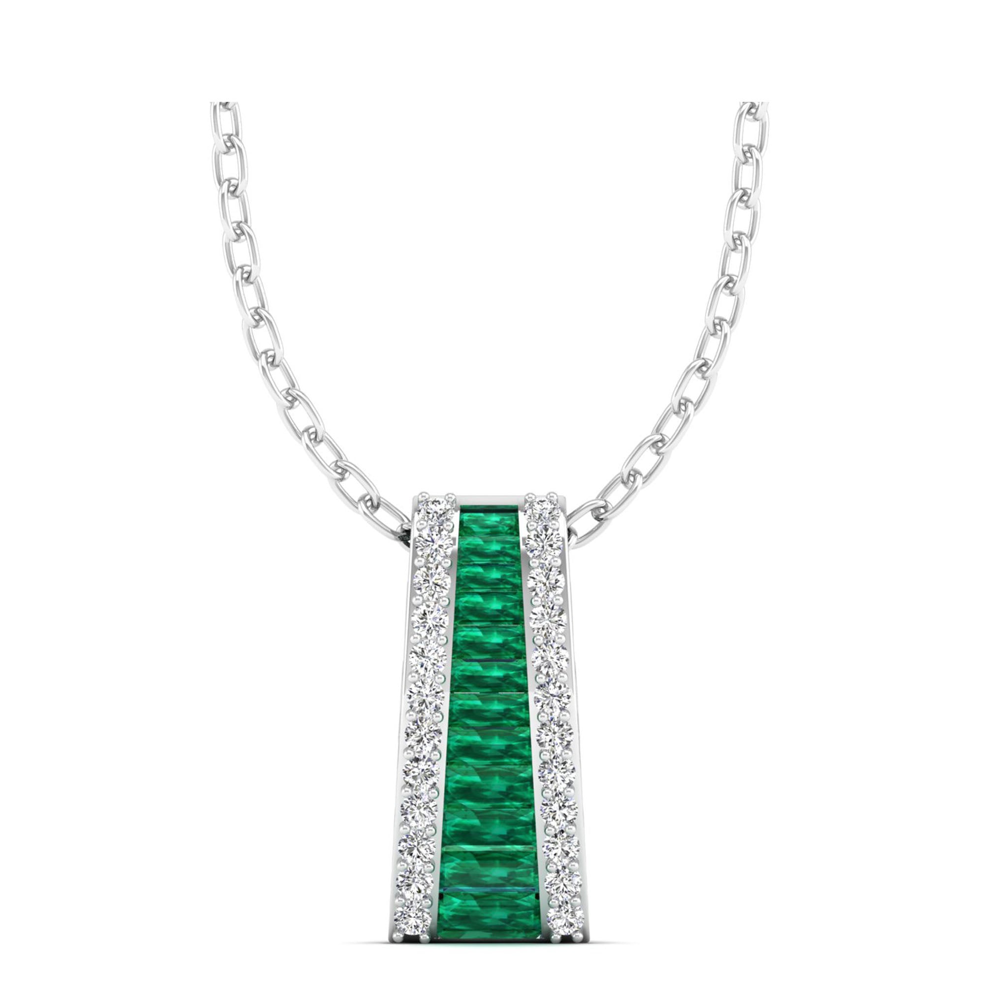 Tapered Emerald and Diamond Pendant