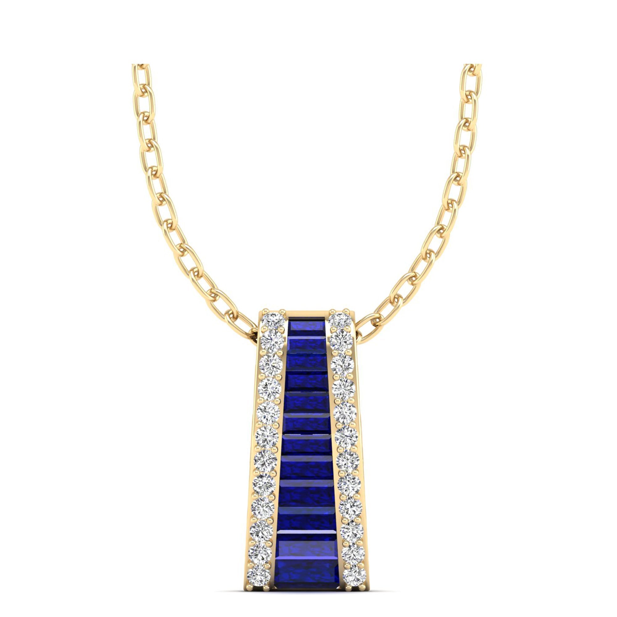Tapered Sapphire and Diamond Pendant