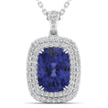 Cushion Tanzanite and Diamond Pendant