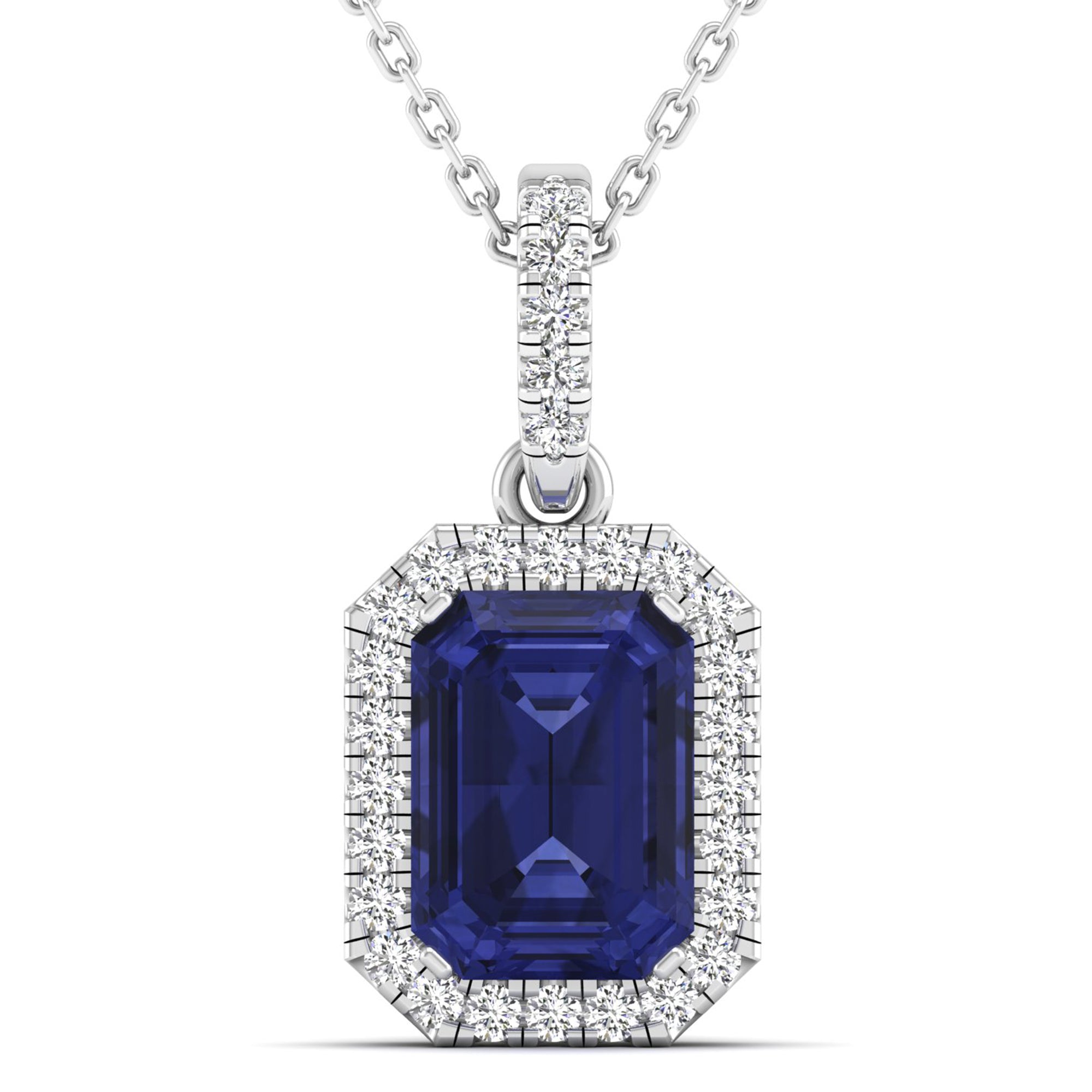 Octagon Tanzanite and Diamond Pendant