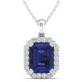 Halo Octagon Tanzanite and Diamond Pendant