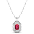 Double Halo Ruby and Diamond Beveled Pendant