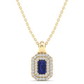 Double Halo Tanzanite and Diamond Beveled Pendant